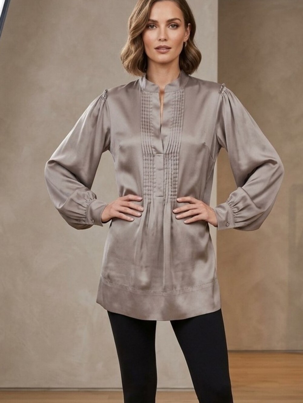 Pleated Metallic silky blouse